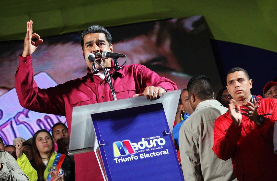 Nicolas Maduro lors d'un rassemblement à Caracas en mai 2018