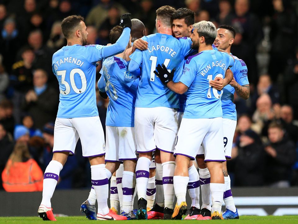 Les joueurs de Manchester City lors de la victoire du club (2-0) contre West Ham, le mercredi 19 février 2019.